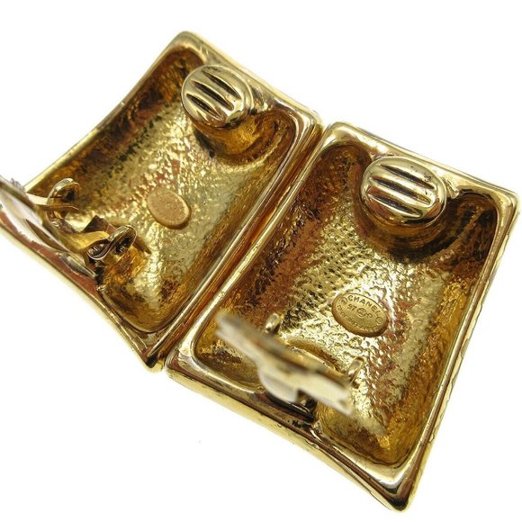 CHANEL CC Logos Earrings Gold-plated Clip-On 97P Accessories 63559 - Picture 3 of 6